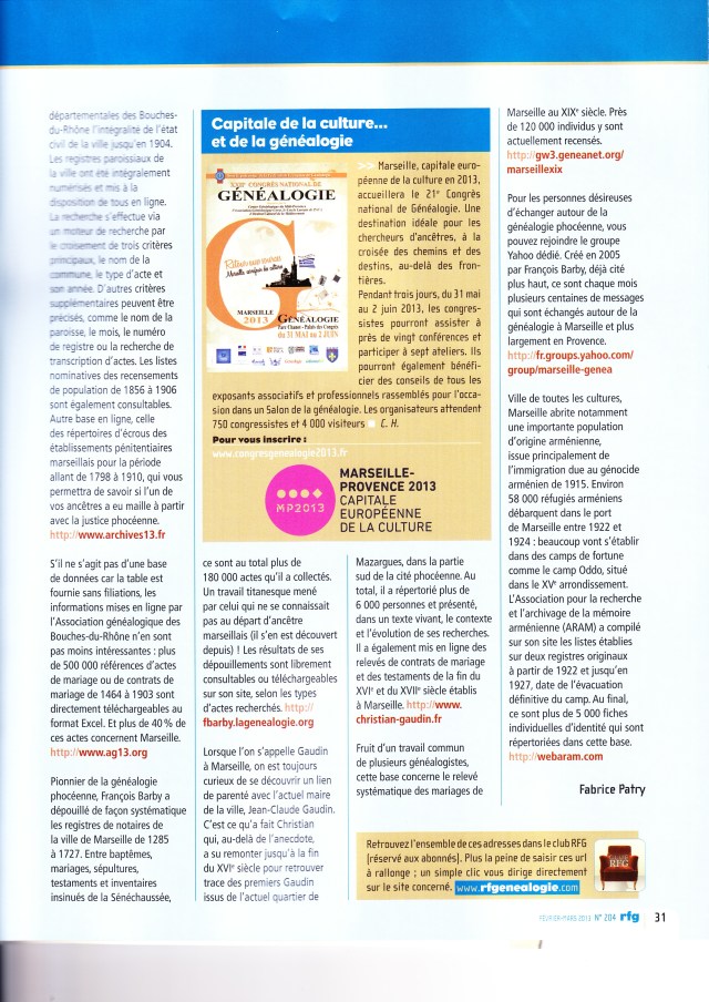 Généalogie Marseille 2013 (2)